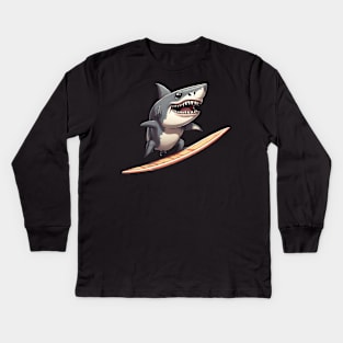 surfing shark Kids Long Sleeve T-Shirt